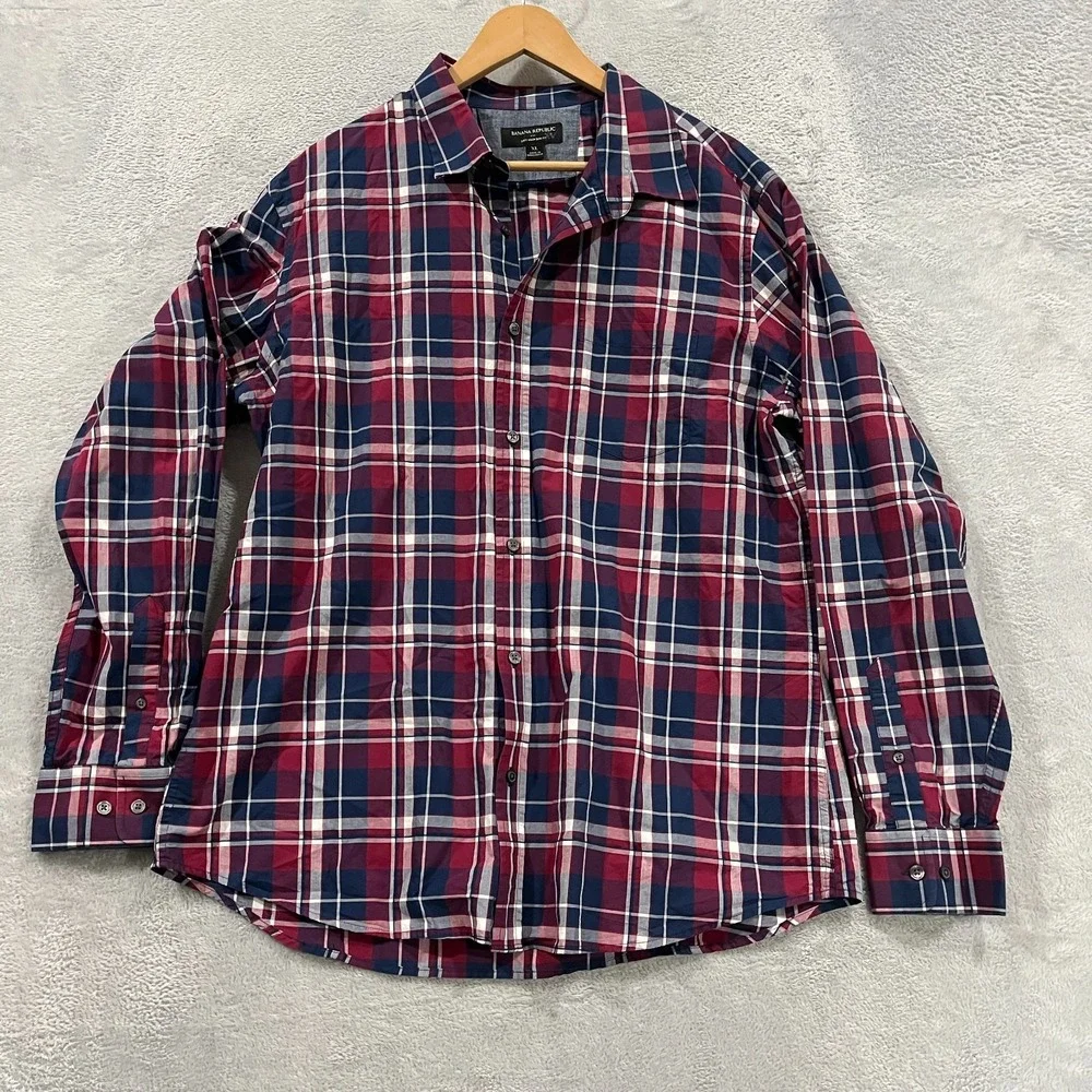 Banana Republic Shirt Men XL Button Up Soft Wash Slim Fit Academia School Preppy